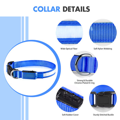 LED Dog Collar Luminous Pet Supplies Dog Collar Waterpoof Safety Glow Necklace Flashing Lighting up Collars Accessories