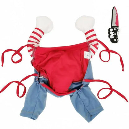 Chucky Dog Halloween Costume Fashion Funny Horror Movie Pet Party Outfit Comical Sweatshirt Set Dog Jumpsuit for Comical Effect