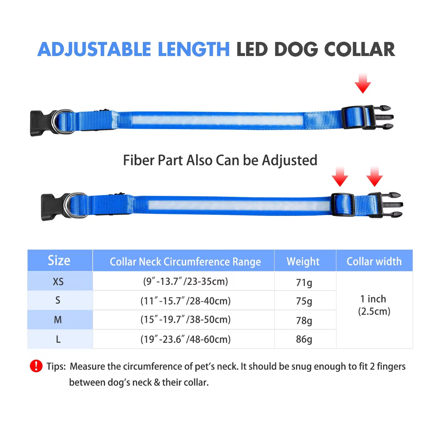 LED Dog Collar Luminous Pet Supplies Dog Collar Waterpoof Safety Glow Necklace Flashing Lighting up Collars Accessories
