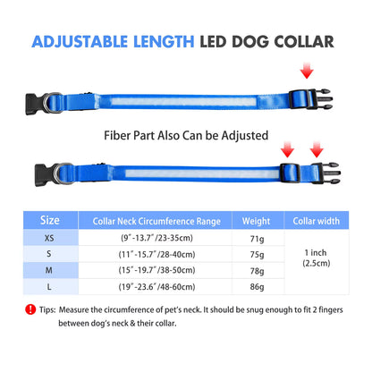 LED Dog Collar Luminous Pet Supplies Dog Collar Waterpoof Safety Glow Necklace Flashing Lighting up Collars Accessories